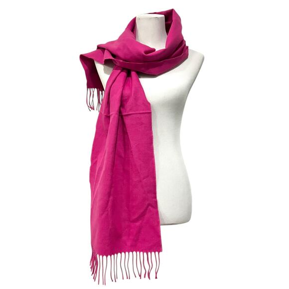 Scarf Bright Pink 100% Cashmere Made In Germany Hand Tailored Womens 12” W x 64” - Picture 3 of 5